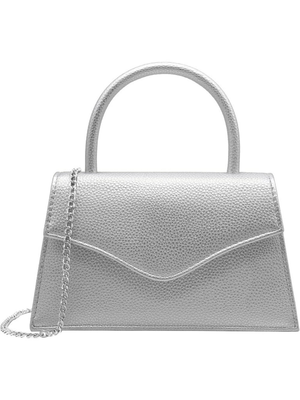 Women's Silver Top Handle Cocktail Prom Clutch Purse Formal Wedding Evening Bag